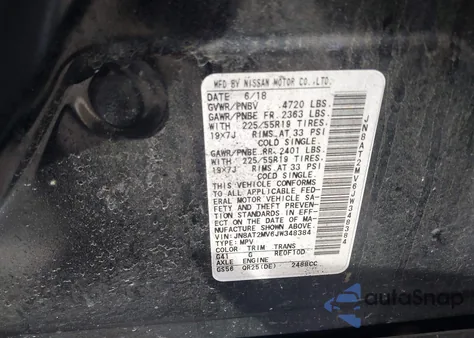 2018 Nissan Rogue Sl from USA, damaged, VIN JN8AT2MV6JW348384